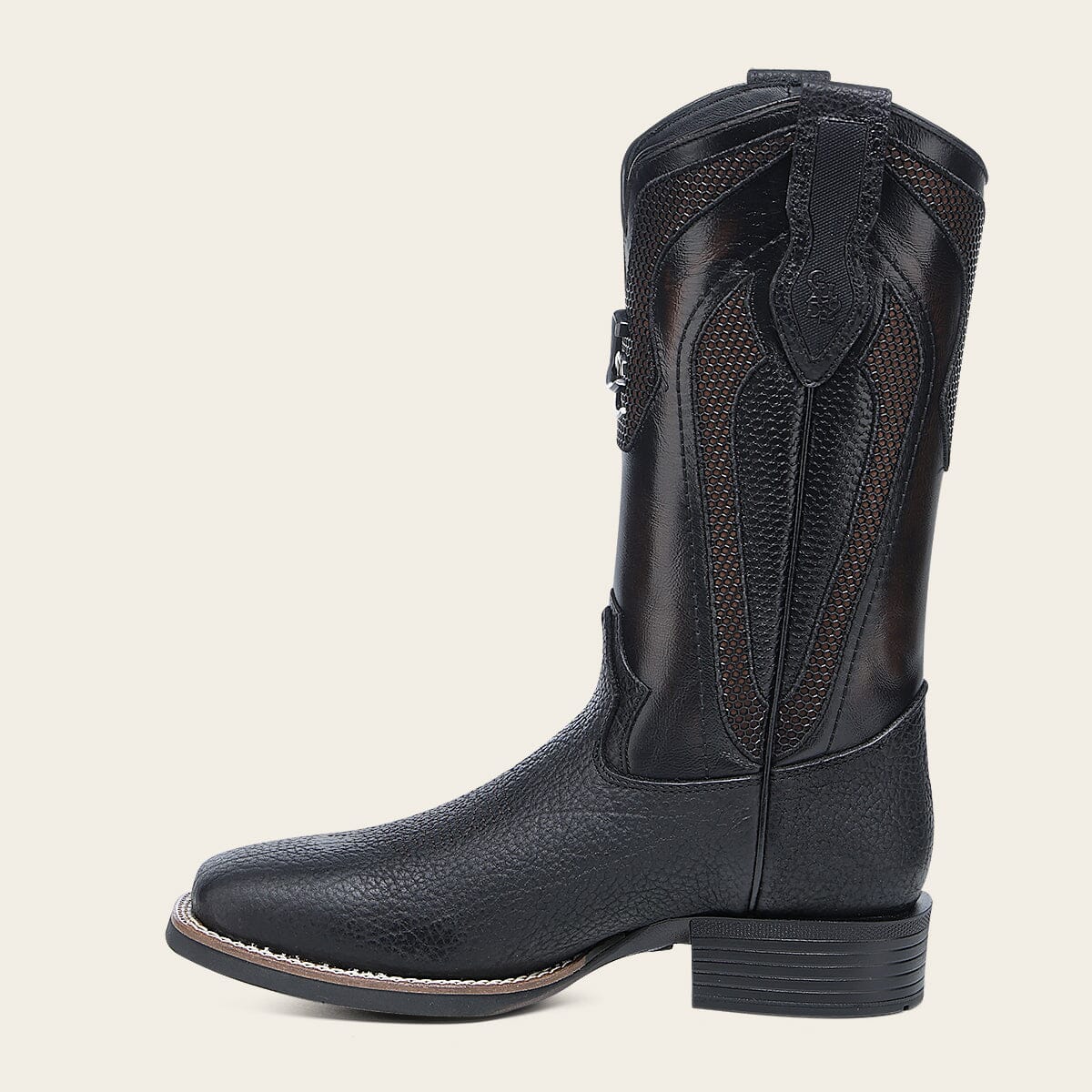 Bota rodeo en piel genuina de bisonte para caballero