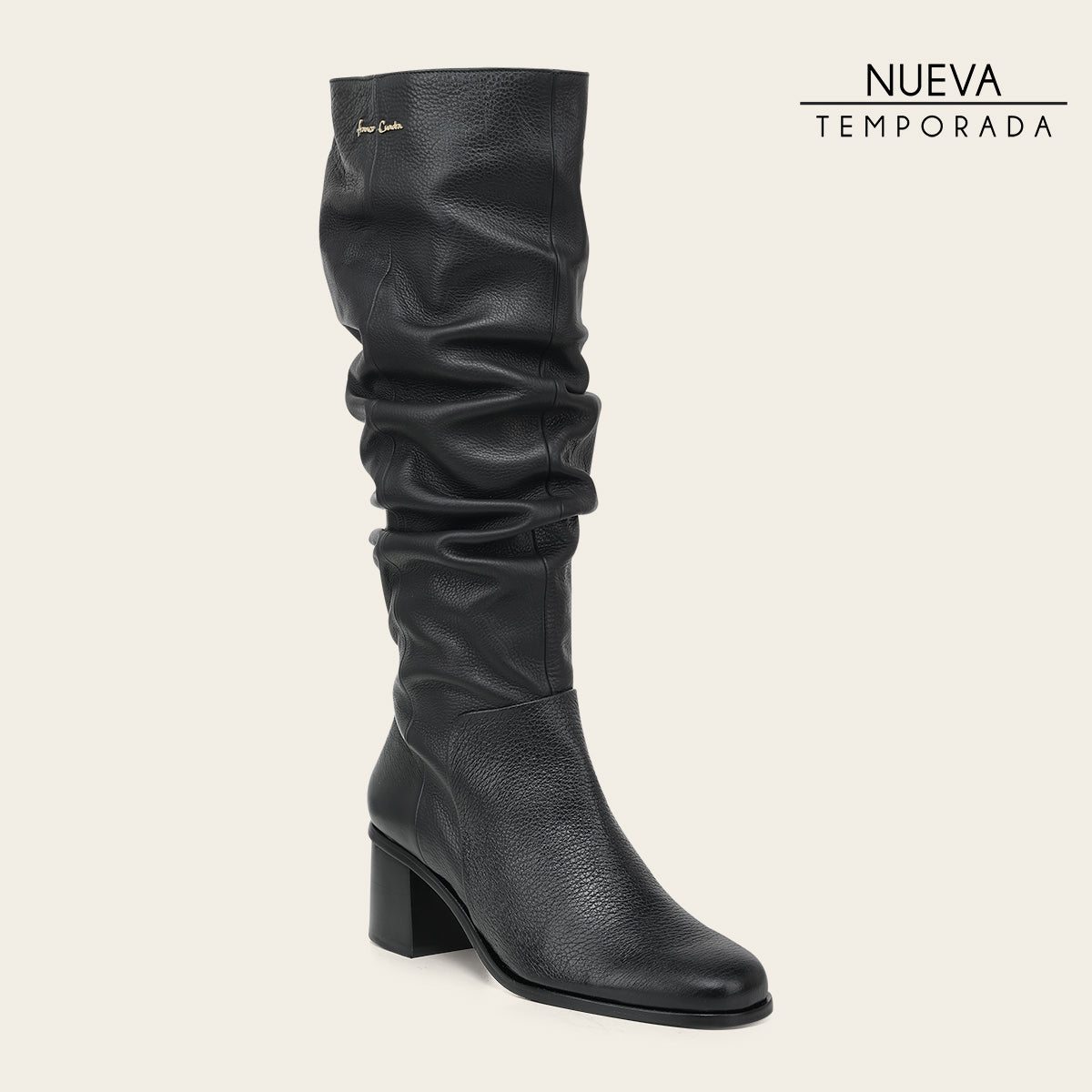 Bota alta de vestir en piel genuina de venado para dama