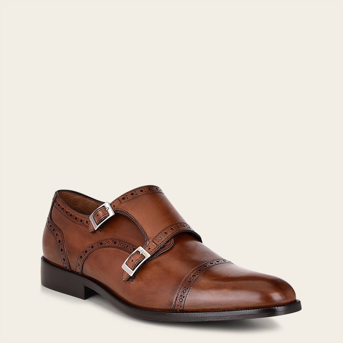 Zapato monkstrap para caballero en piel genuina de becerro