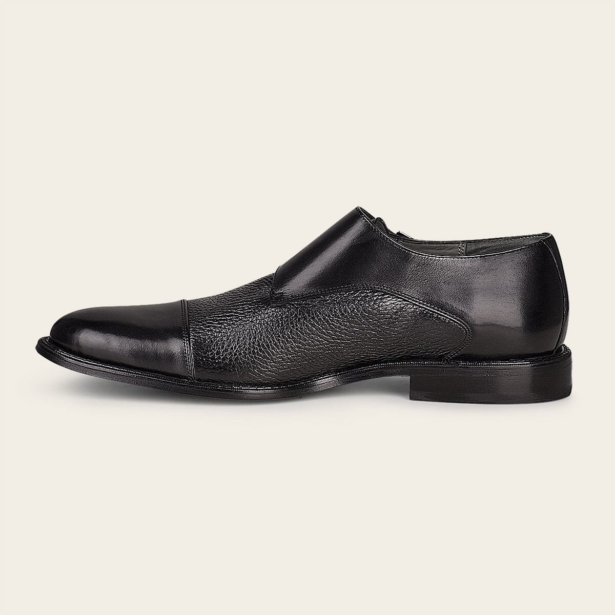 Calzado monkstrap en piel genuina de venado