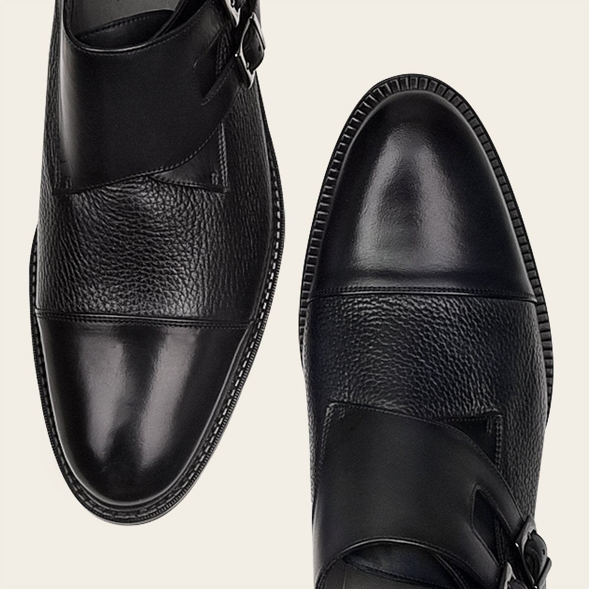 Calzado monkstrap en piel genuina de venado