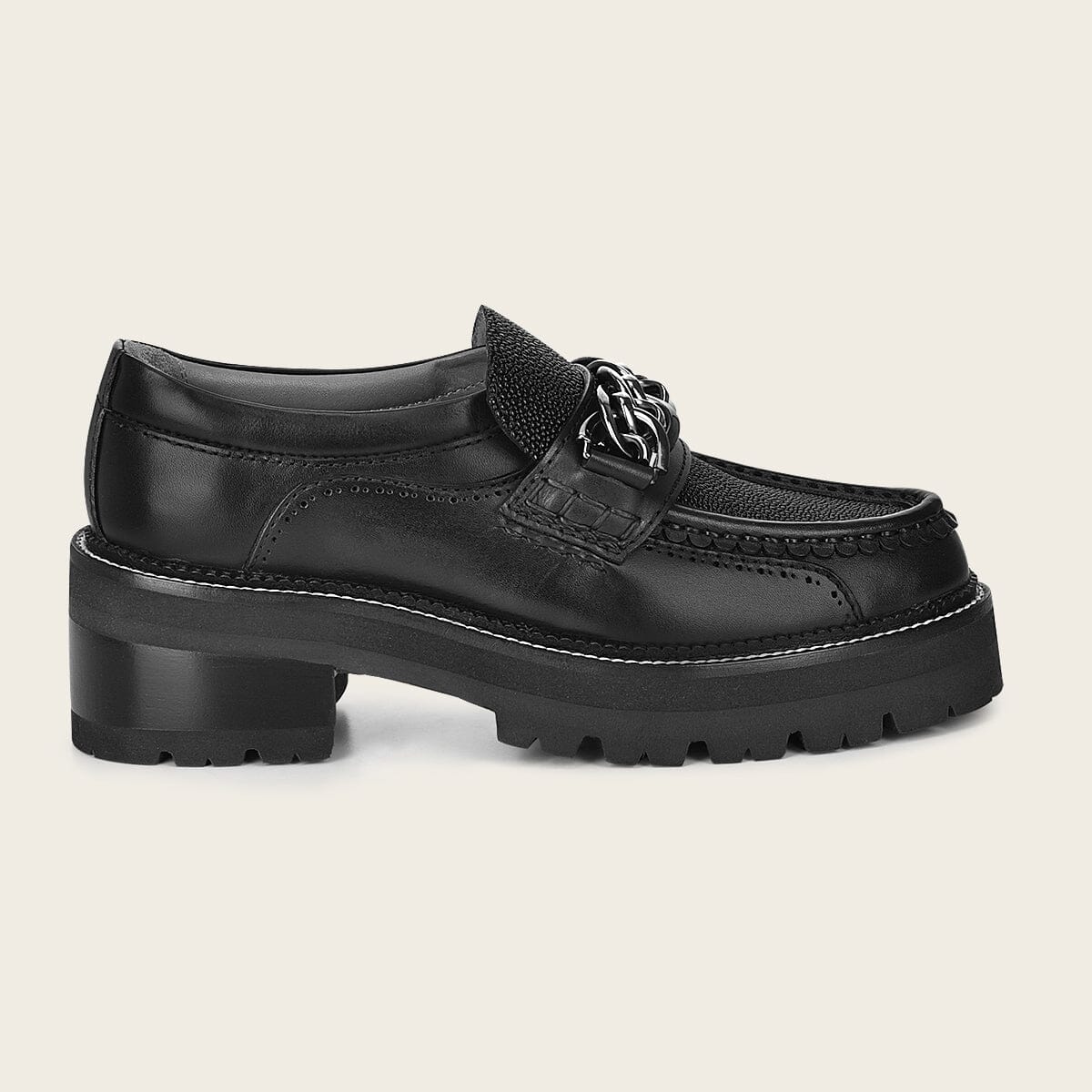 Mocasín en piel genuina de mantarraya para dama