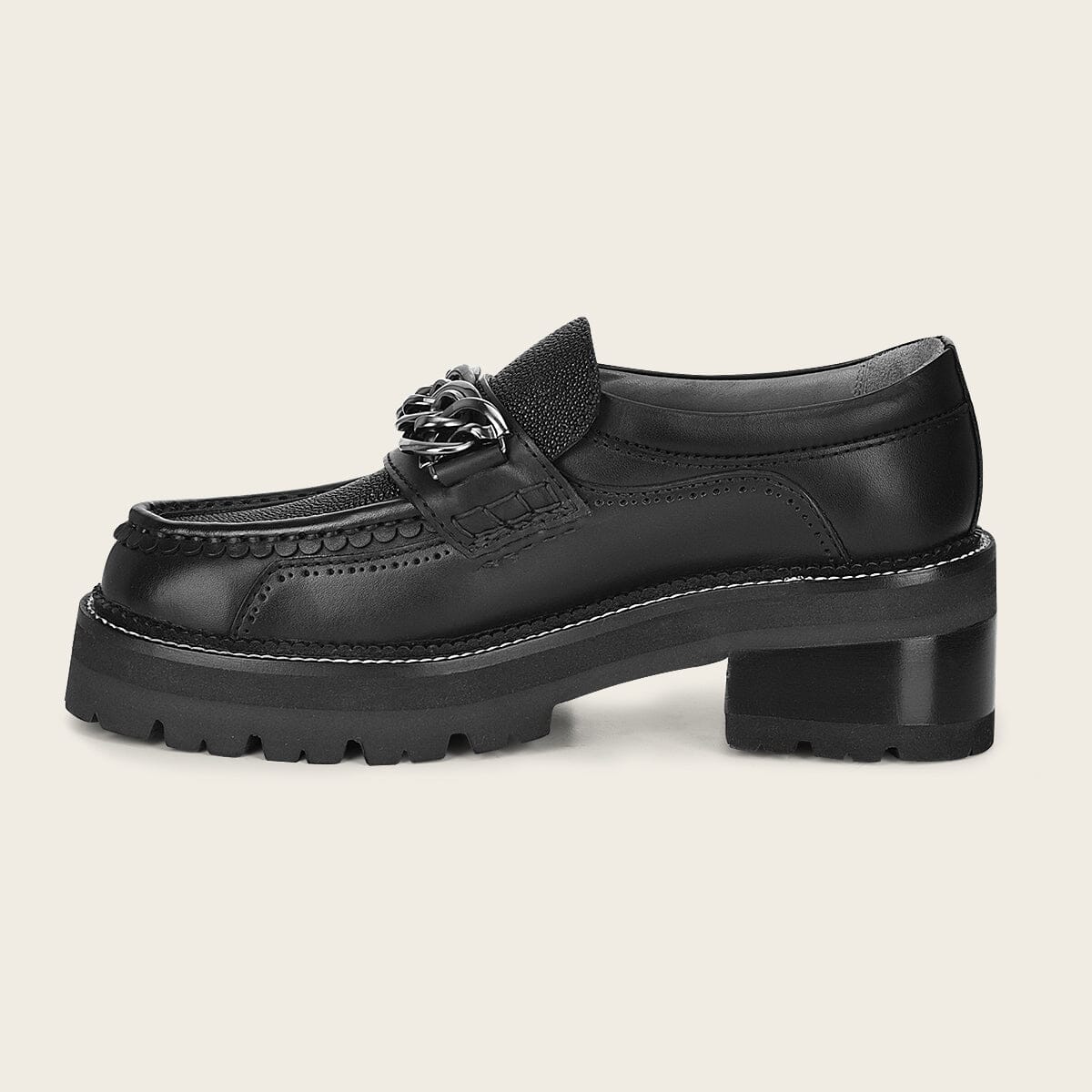 Mocasín en piel genuina de mantarraya para dama