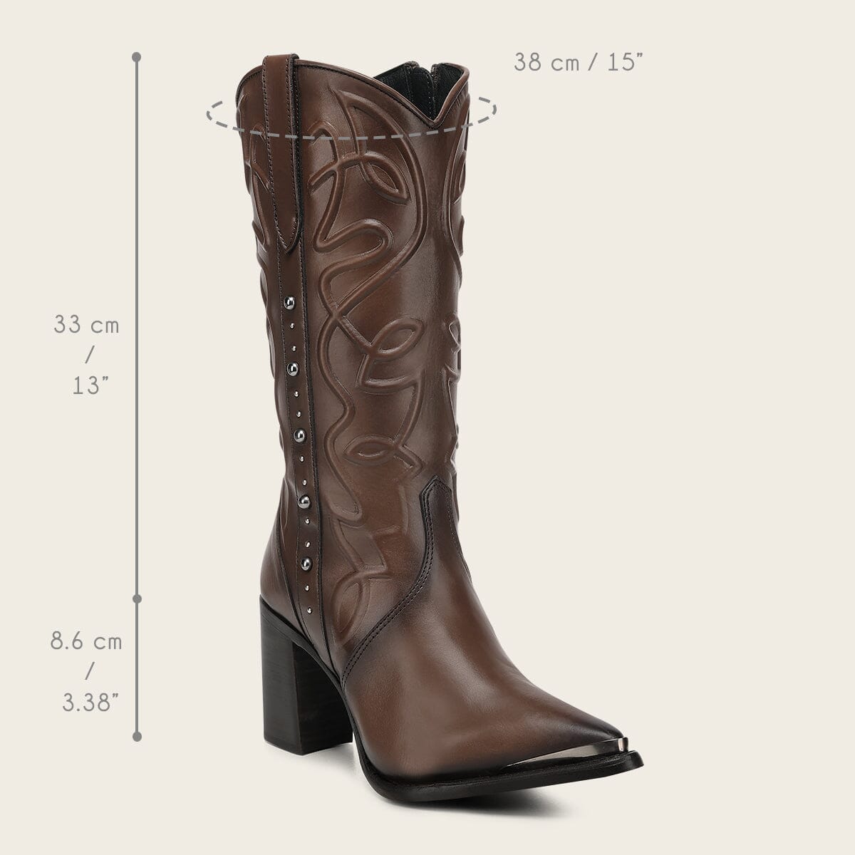 Bota casual en piel genuina de becerro para dama
