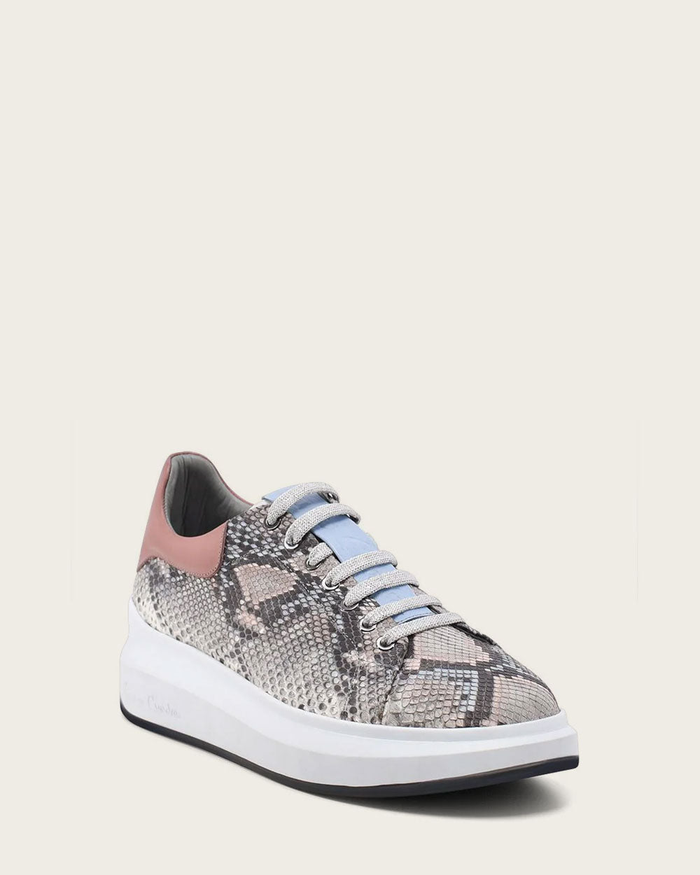 Sneaker casuales de moda con estampado de pitón en color azul/rosa