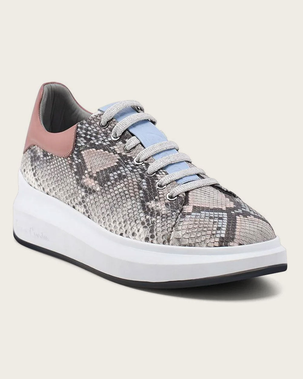 Sneaker casuales de moda con estampado de pitón en color azul/rosa