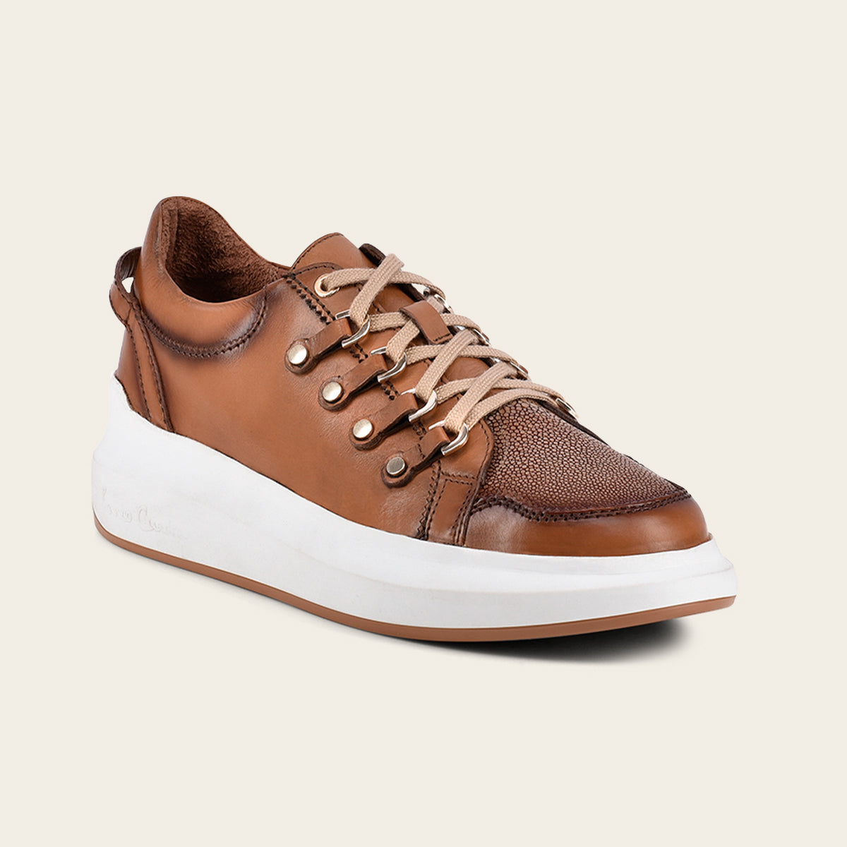 Sneaker para dama en piel genuina de mantarraya pulida