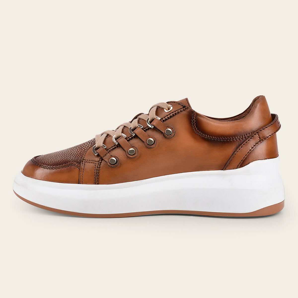 Sneaker para dama en piel genuina de mantarraya pulida