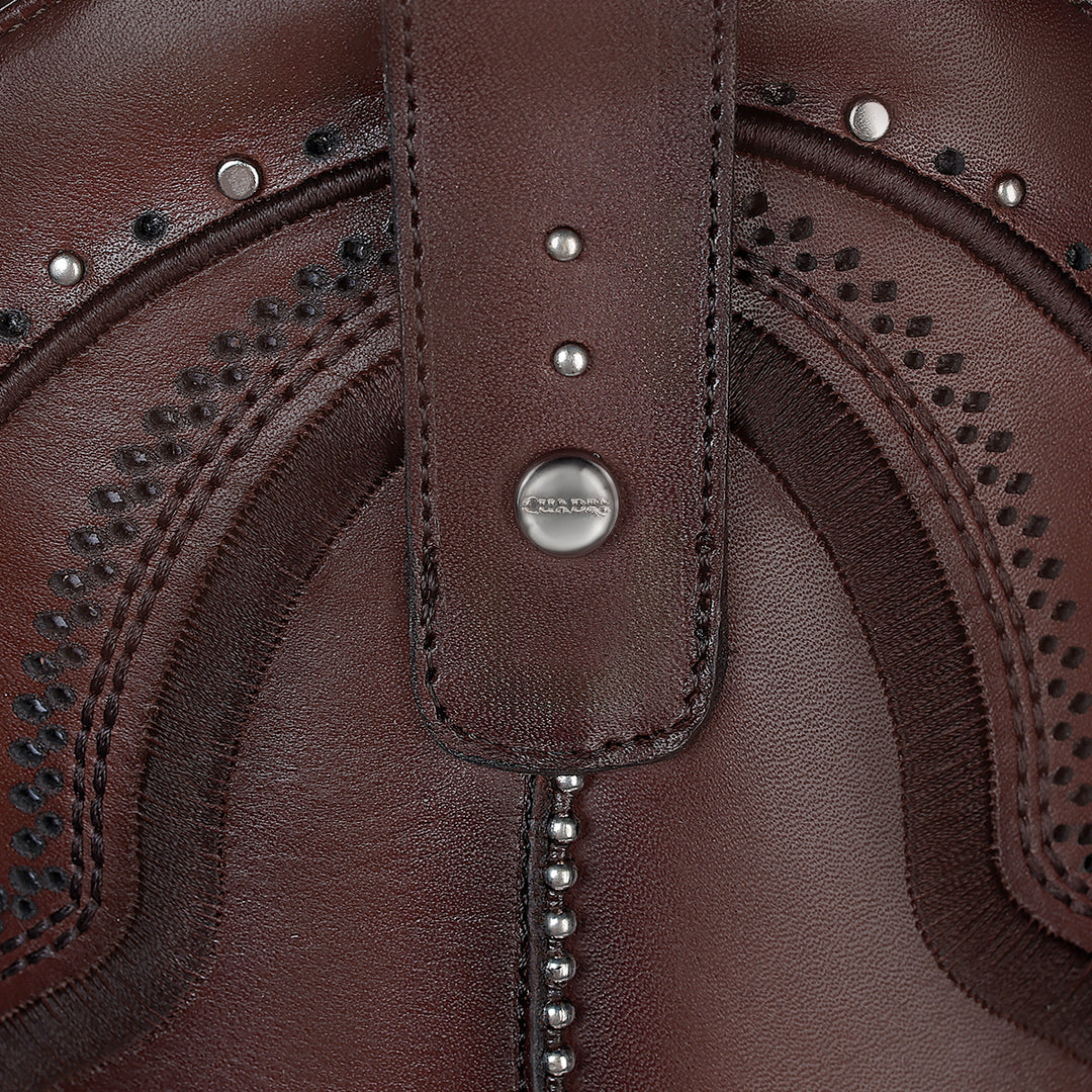 Botas vaqueras para mujer de piel de pitón en color chocolate