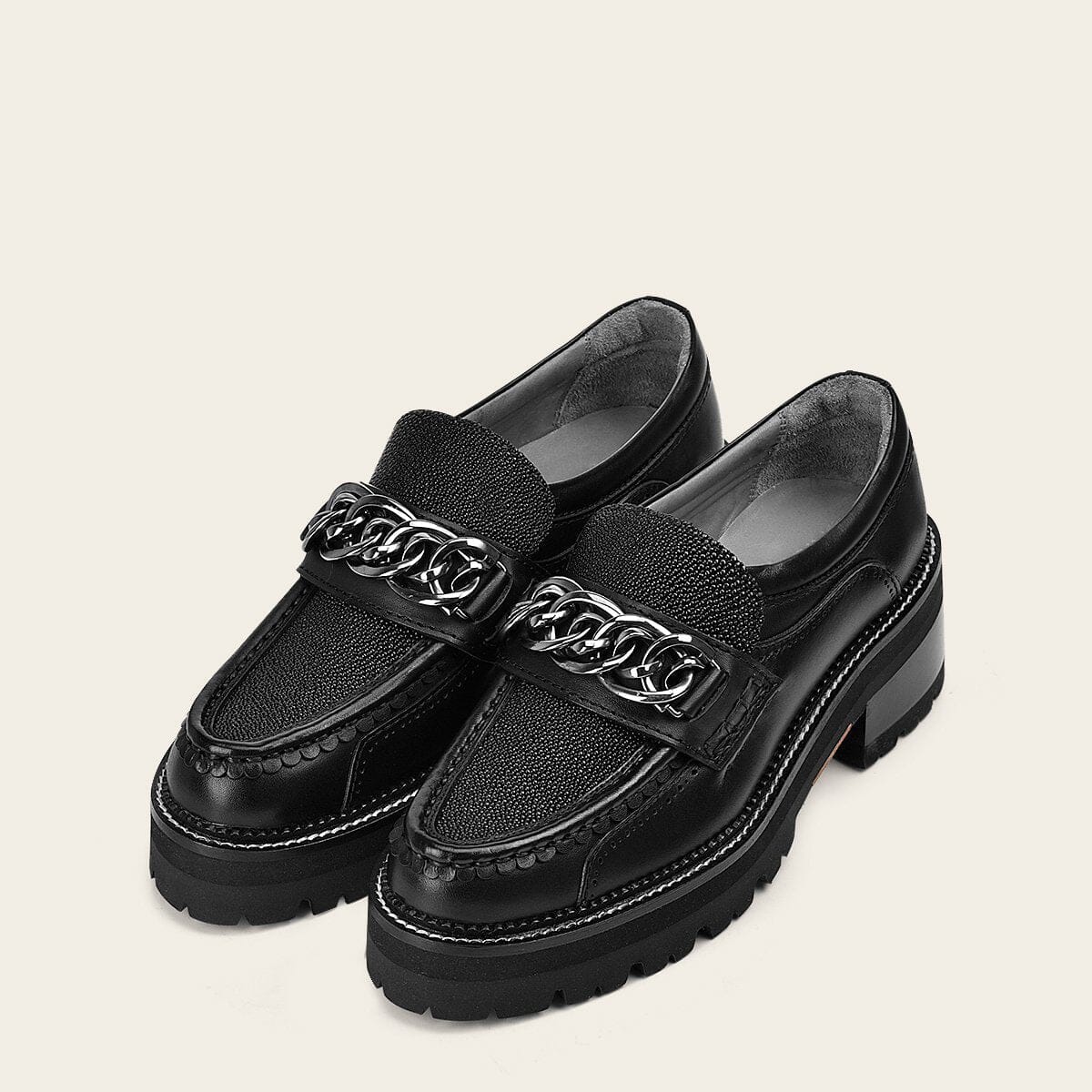 Mocasín en piel genuina de mantarraya para dama