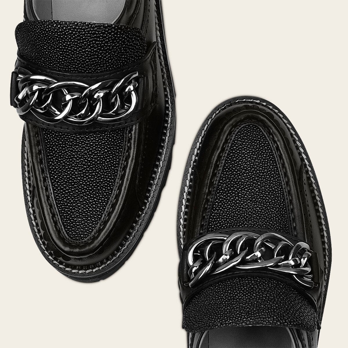 Mocasín en piel genuina de mantarraya para dama