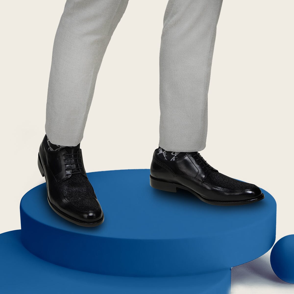 Zapato de vestir derby en piel genuina de mantarraya