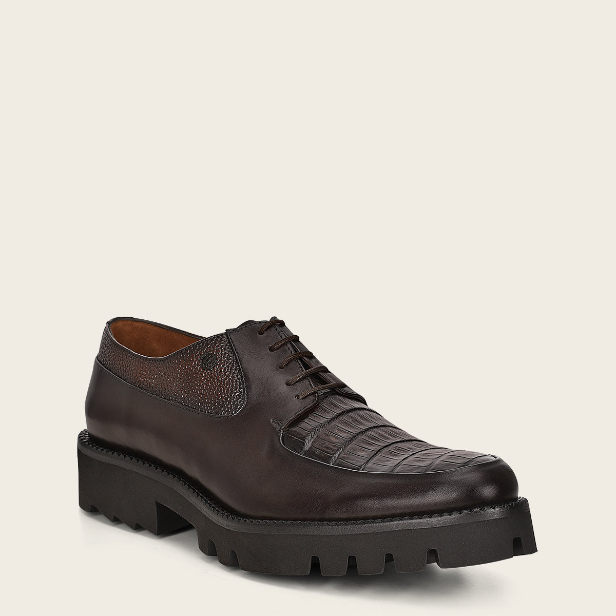 Zapatos derby casuales de piel genuina de caimán suela XL