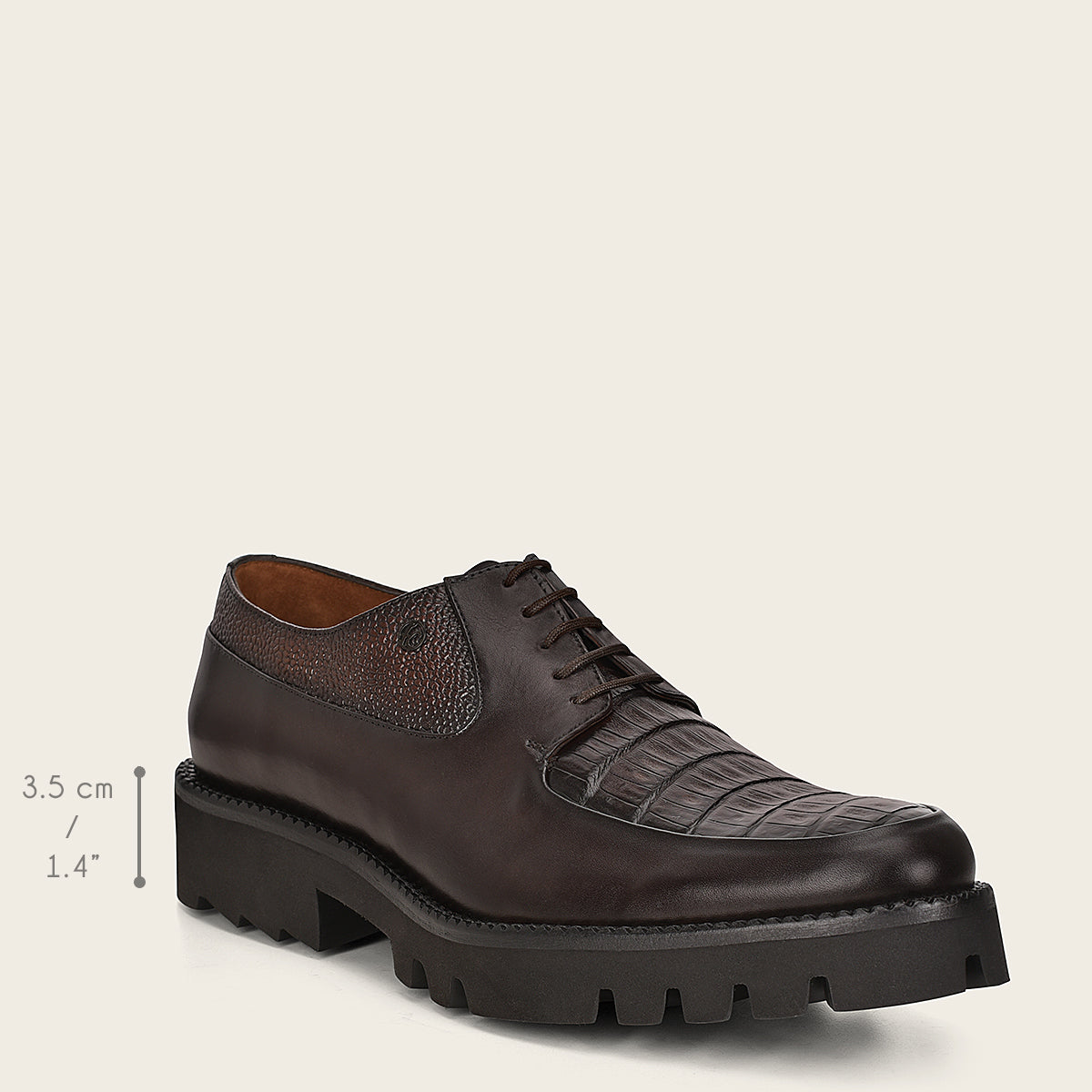 Zapatos derby casuales de piel genuina de caimán suela XL