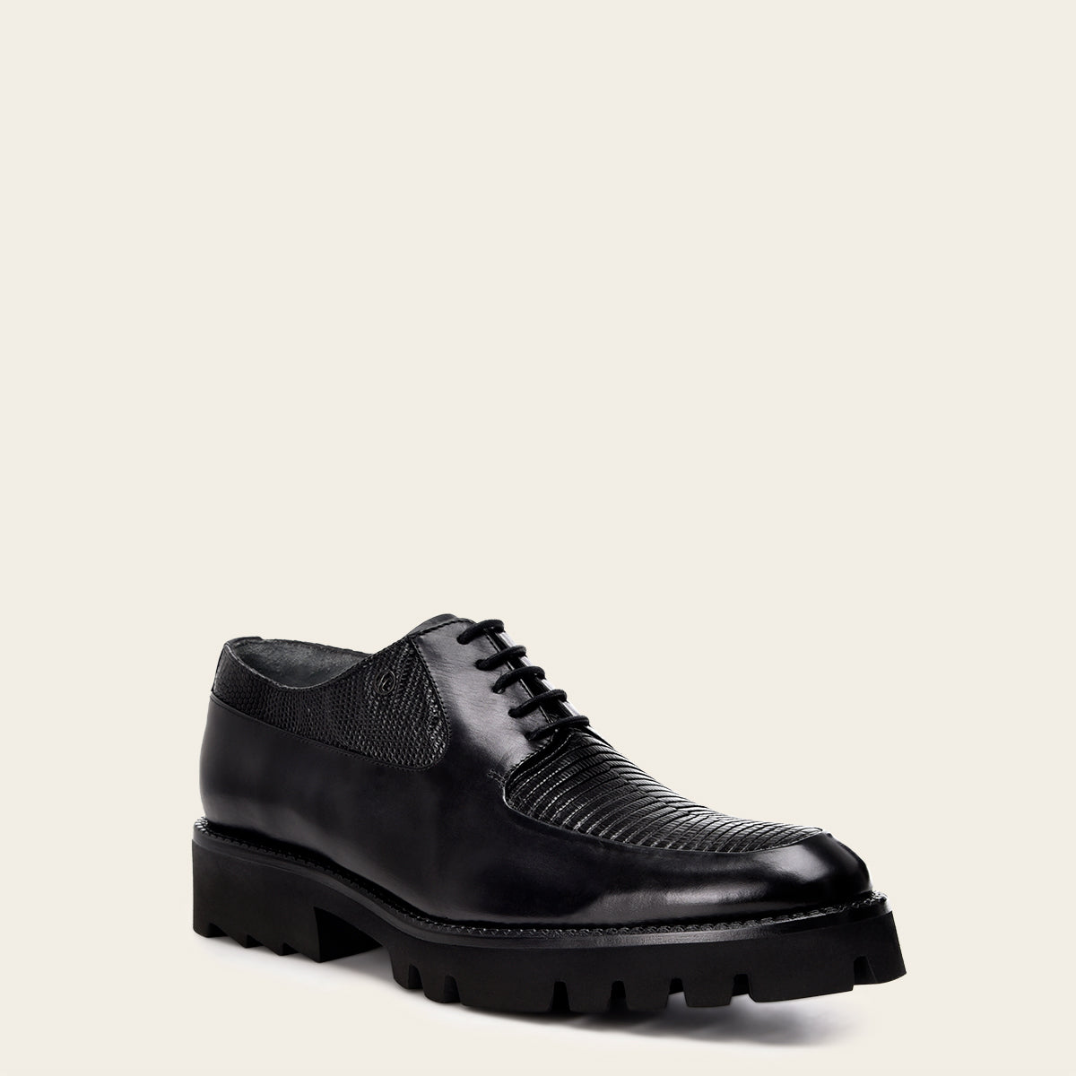Zapato derby en piel genuina de lagarto ( lizard ) con suela XL