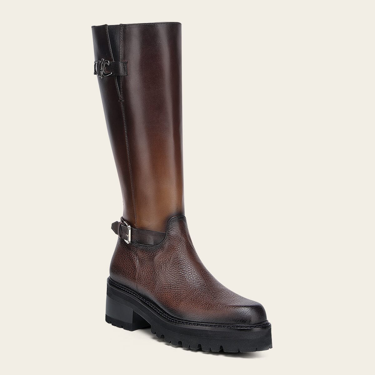 Bota alta en piel genuina de venado para dama