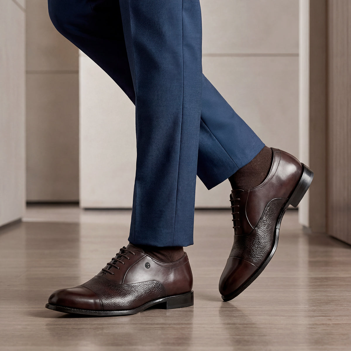 Zapato de vestir tipo Oxford en piel genuina de venado