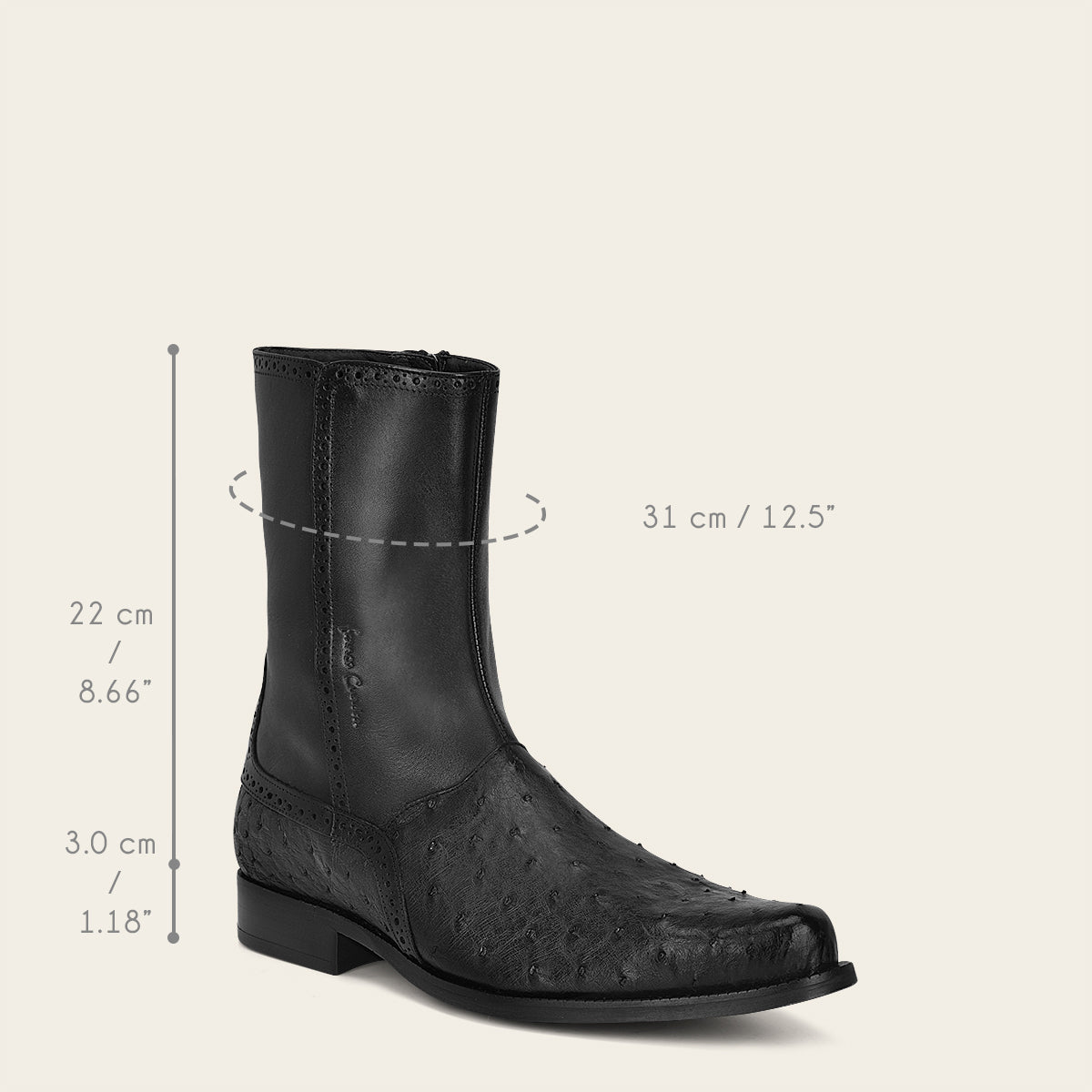 Botin de vestir en piel genuina de avestruz