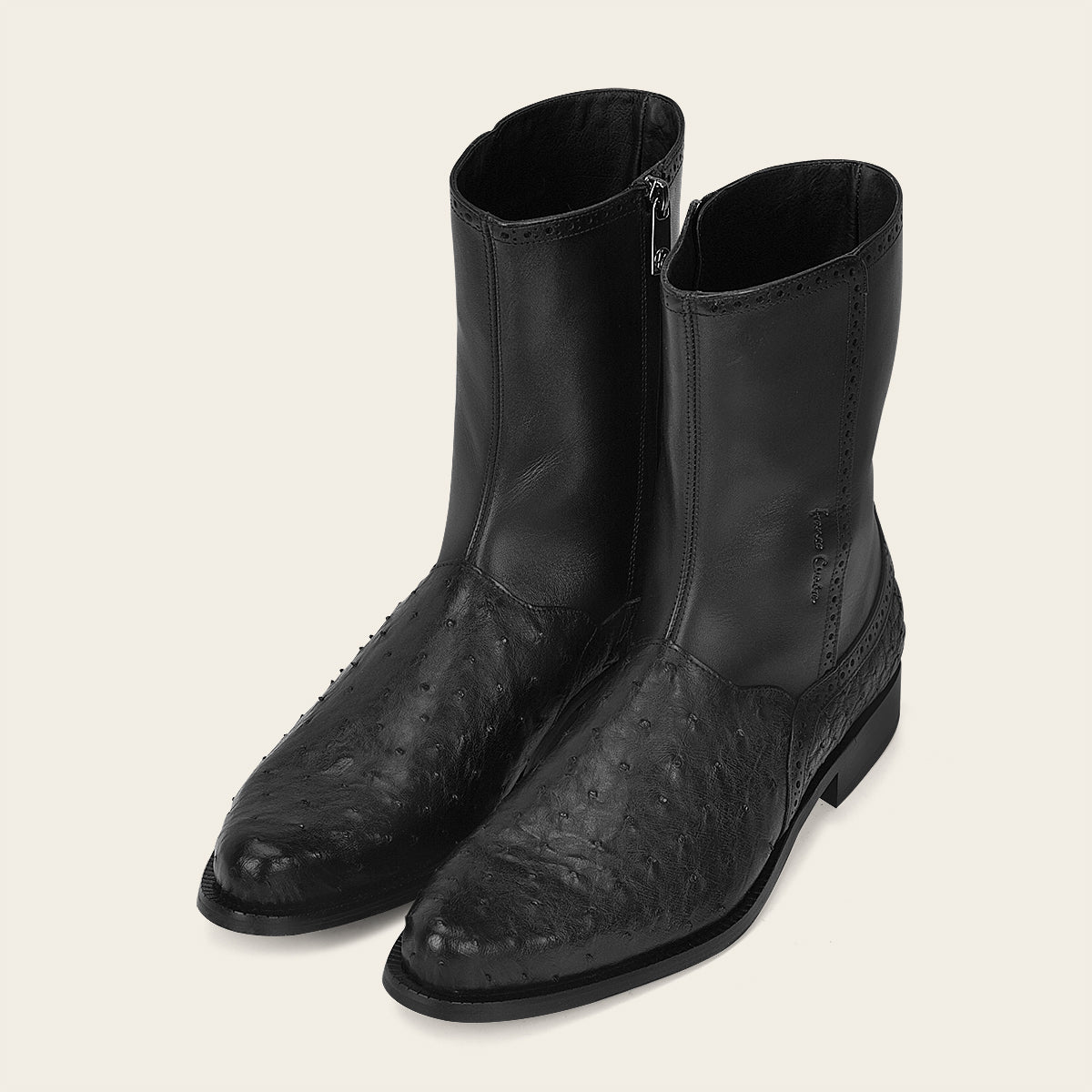 Botin de vestir en piel genuina de avestruz