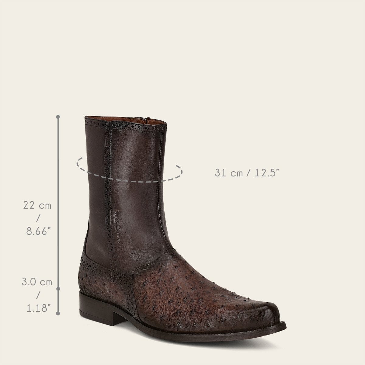 Botin de vestir en piel genuina de avestruz