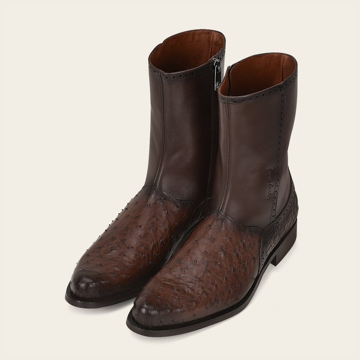 Botin de vestir en piel genuina de avestruz