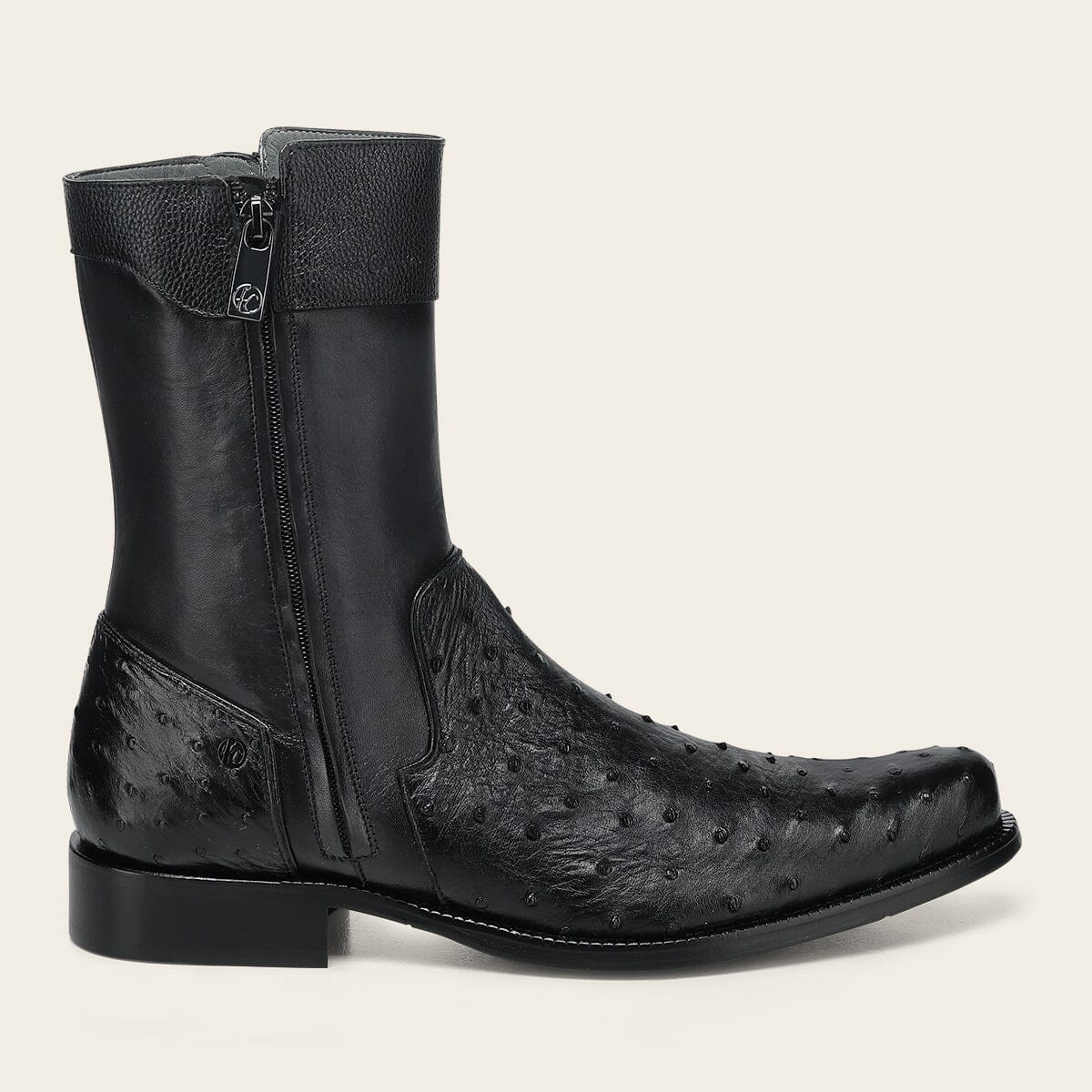 Bota de vestir en piel genuina de avestruz para caballero