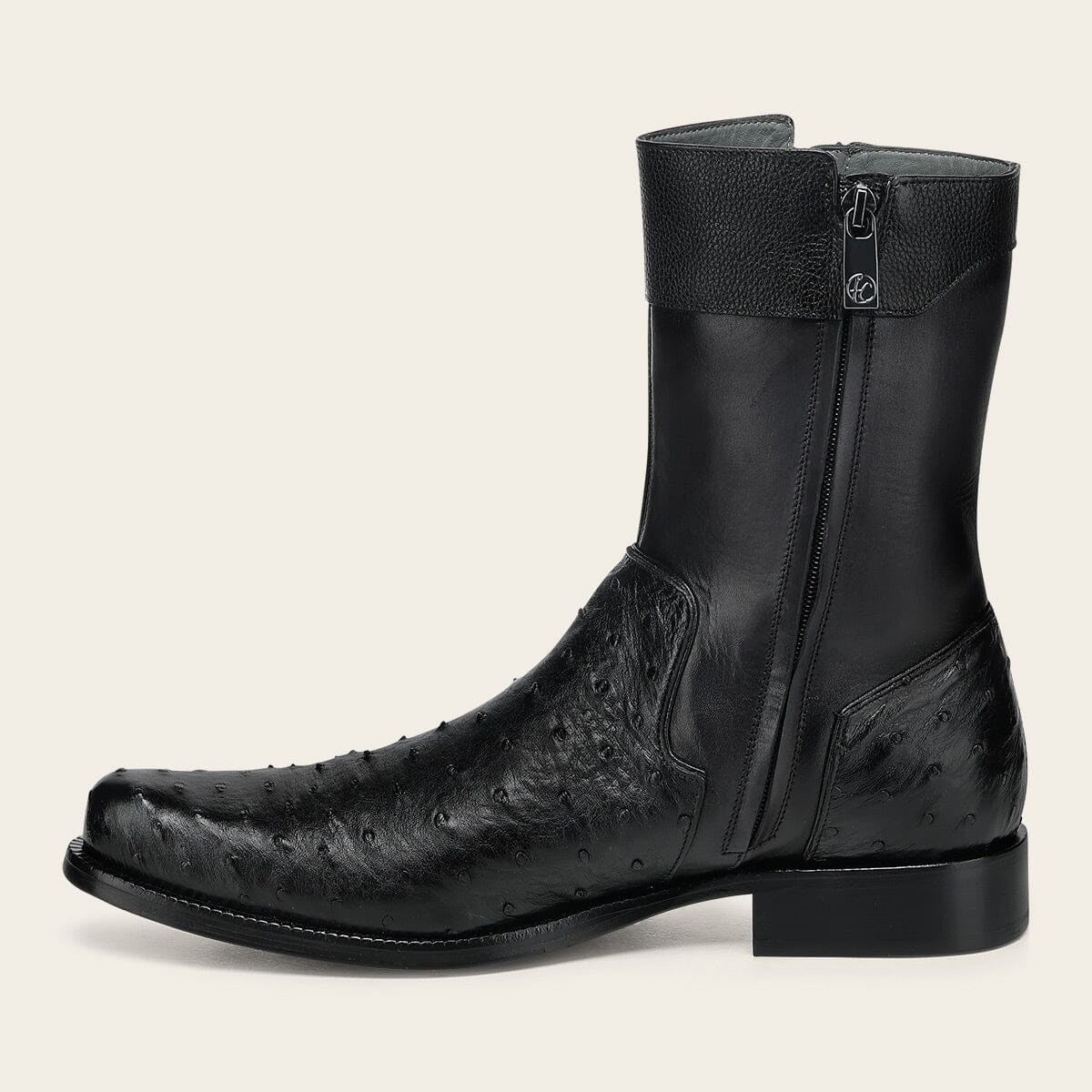 Bota de vestir en piel genuina de avestruz para caballero