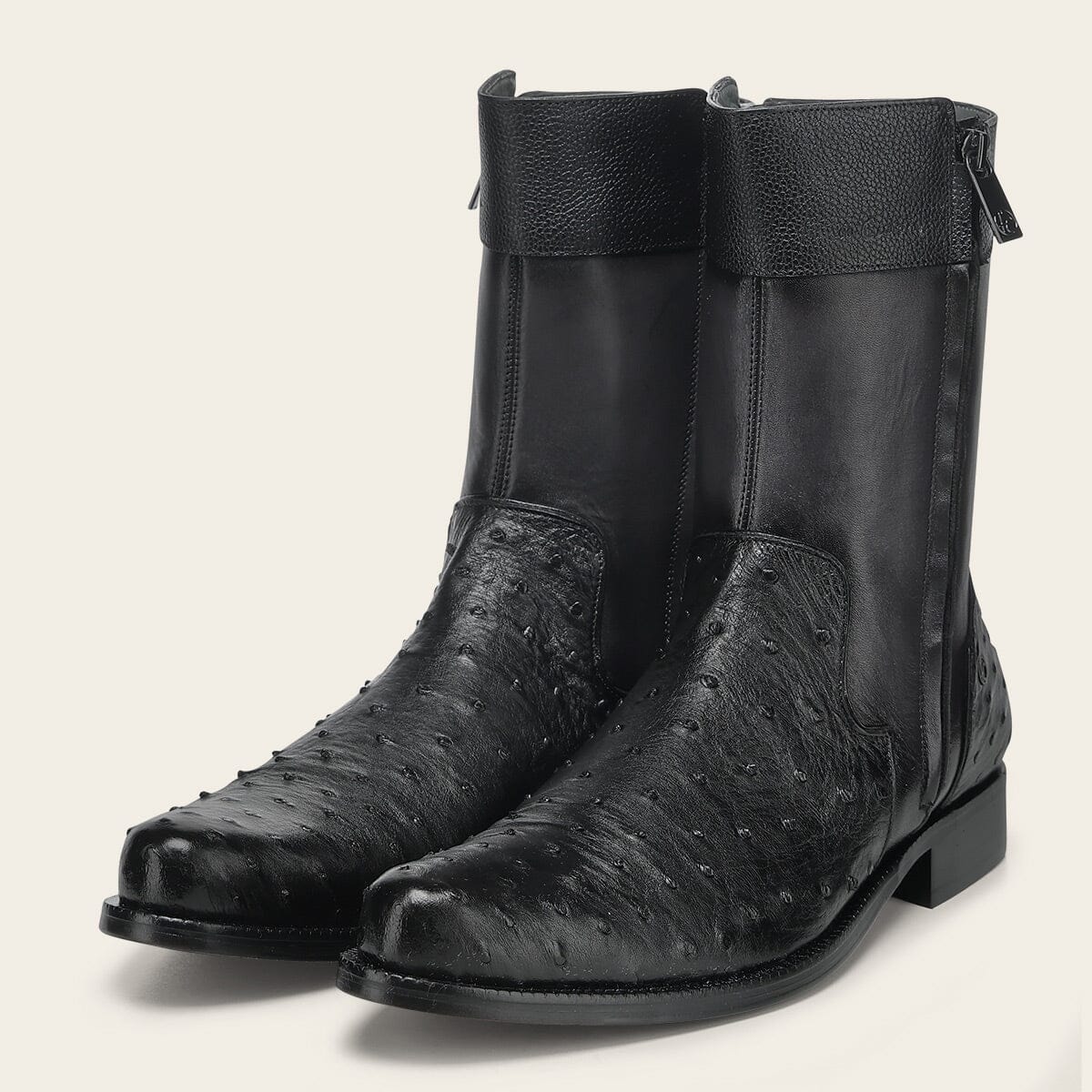 Bota de vestir en piel genuina de avestruz para caballero