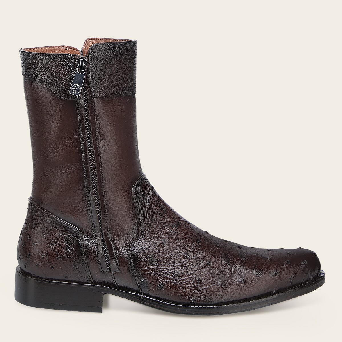 Botin de vestir en piel genuina de avestruz