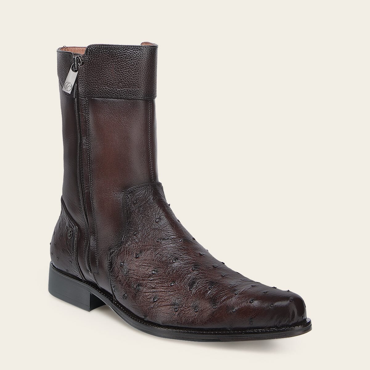 Botin de vestir en piel genuina de avestruz