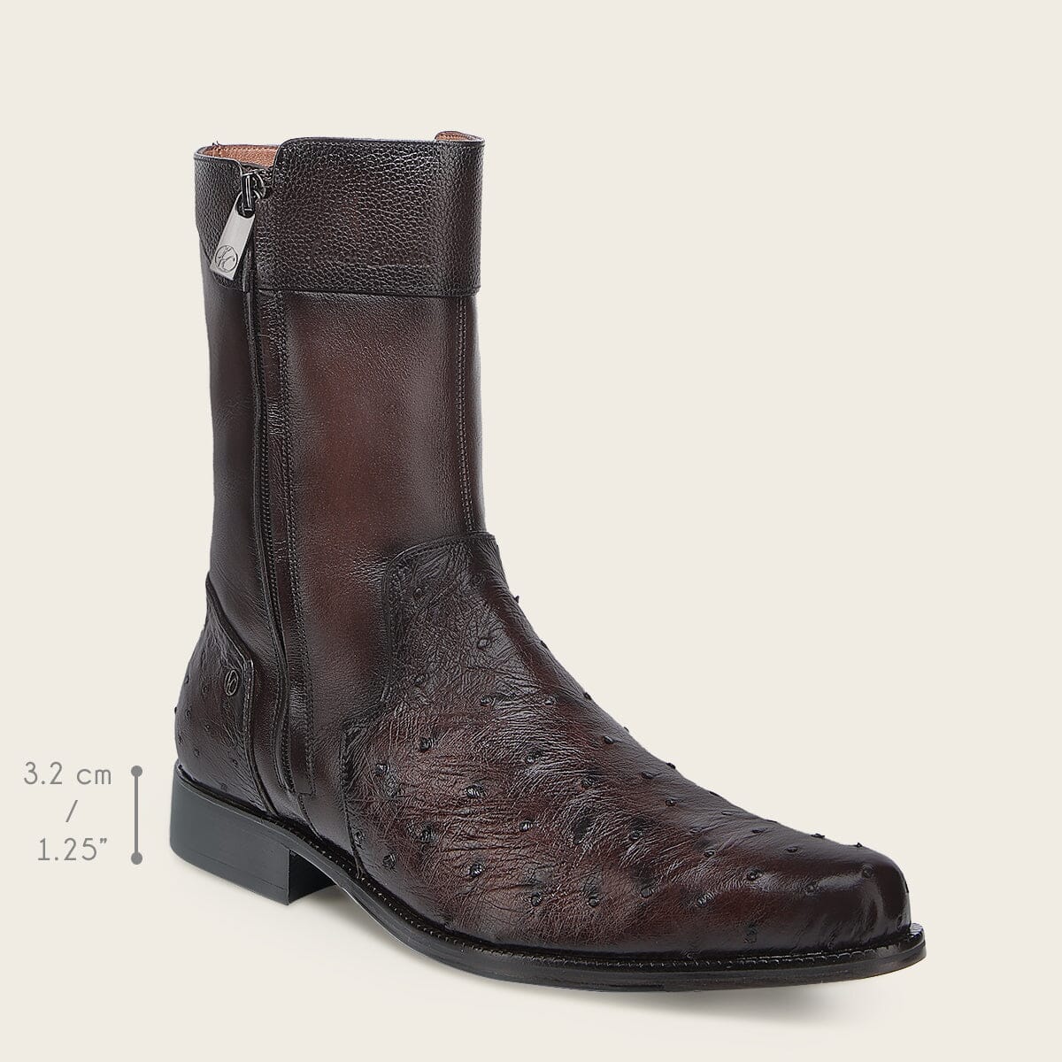 Botin de vestir en piel genuina de avestruz
