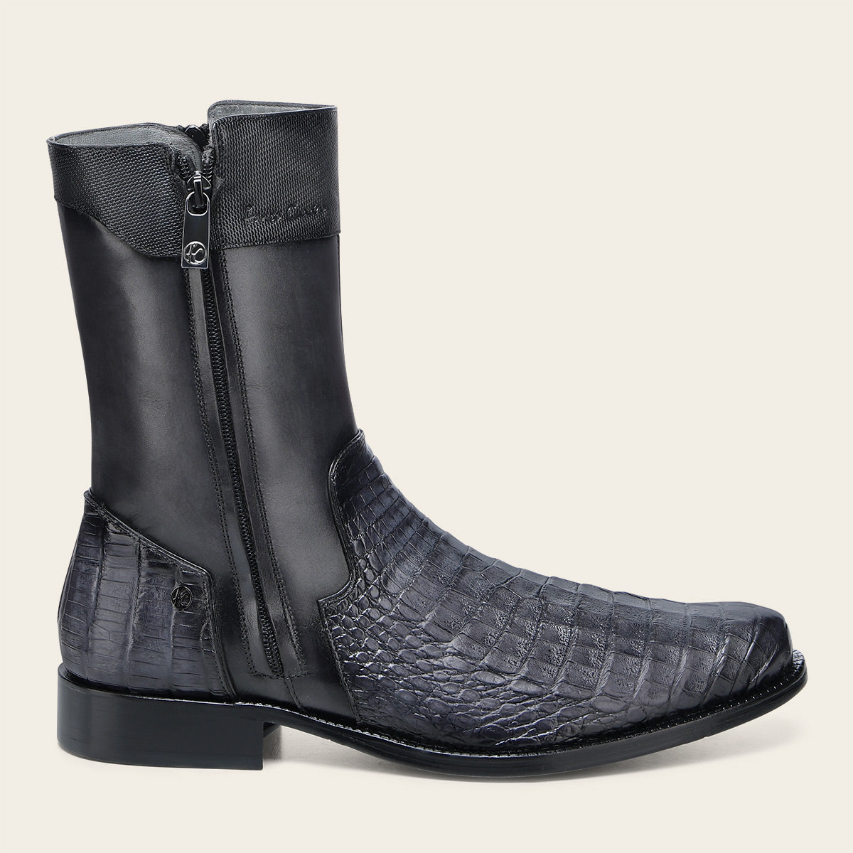 Botin de vestir en piel genuina de caimán para caballero