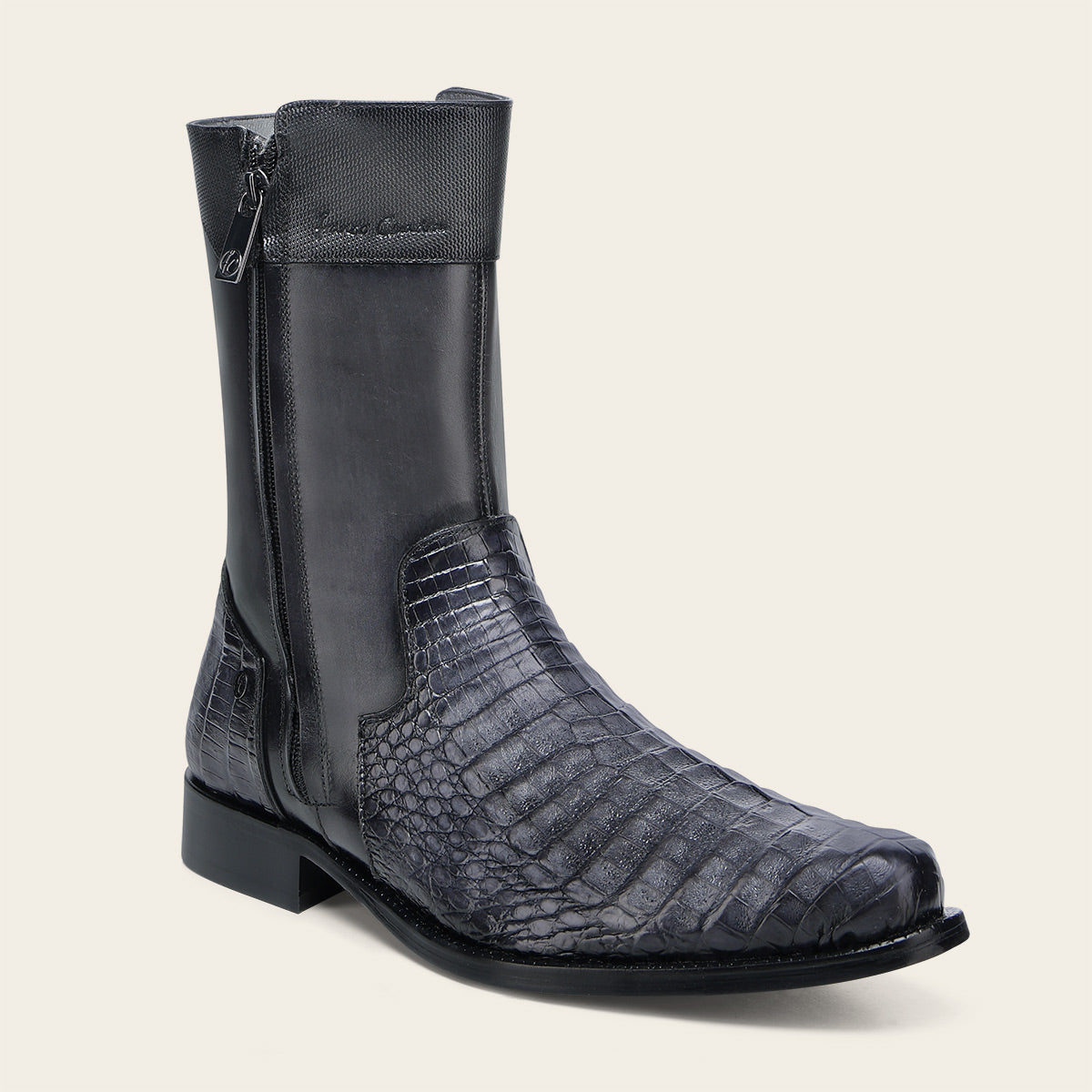 Botin de vestir en piel genuina de caimán para caballero