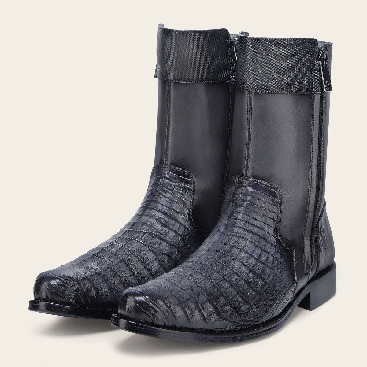 Botin de vestir en piel genuina de caimán para caballero