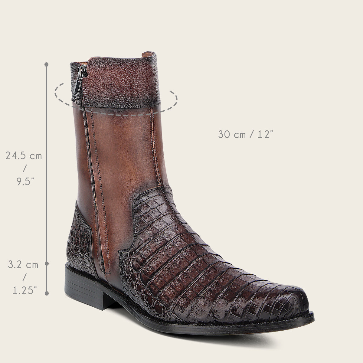 Bota de vestir en piel genuina de caimán