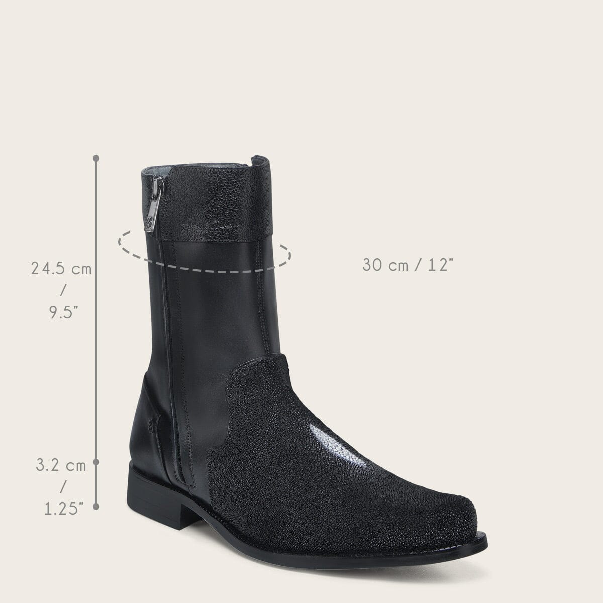 Bota de vestir en piel genuina de mantarraya para caballero