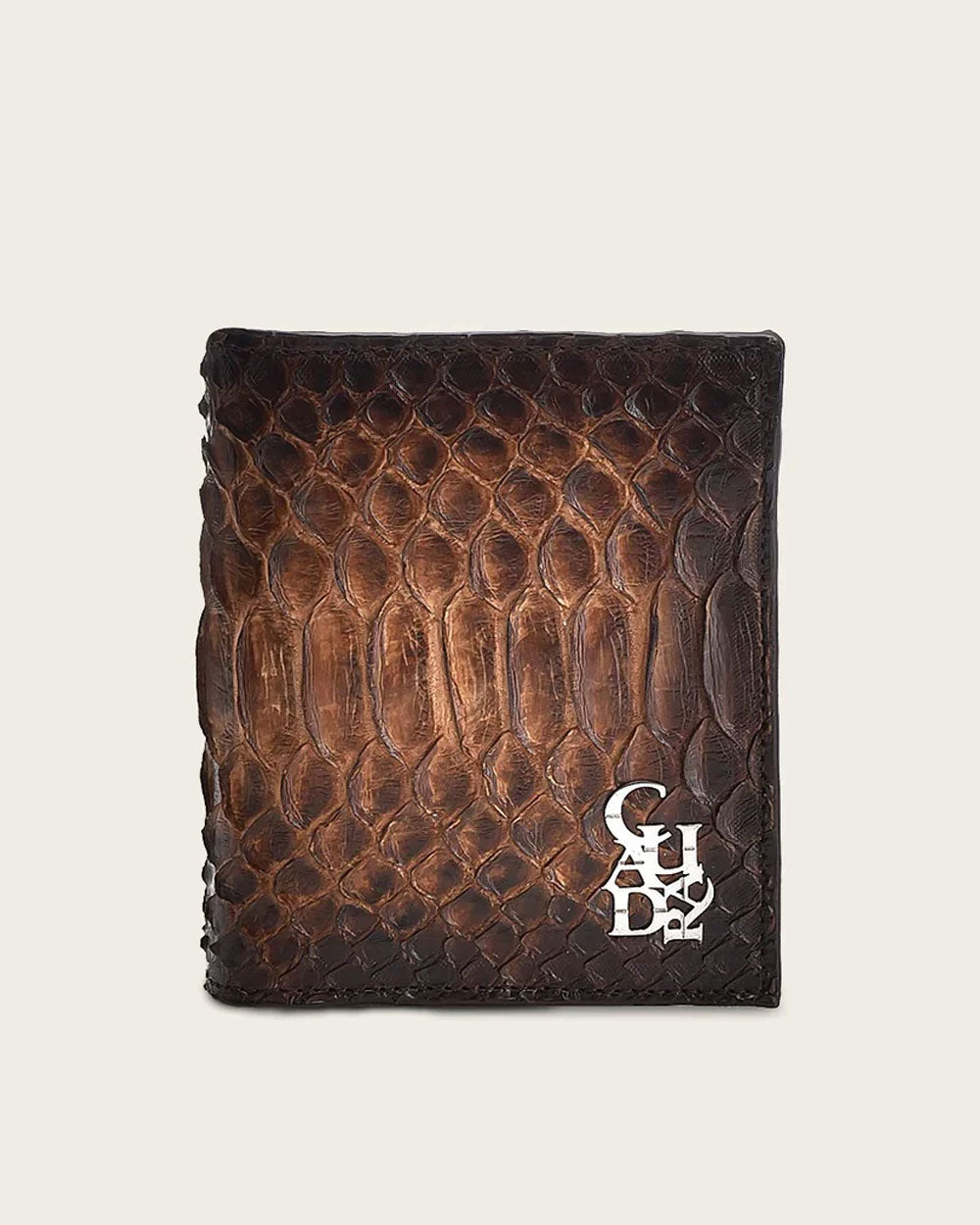Cartera de piel exótica hecha a mano en color miel