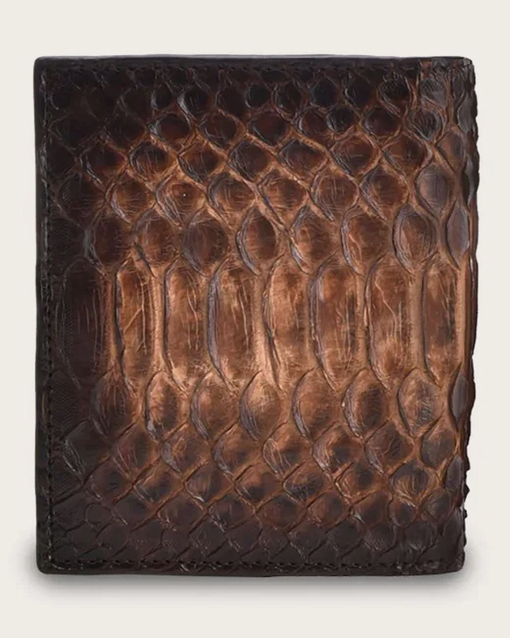 Cartera de piel exótica hecha a mano en color miel