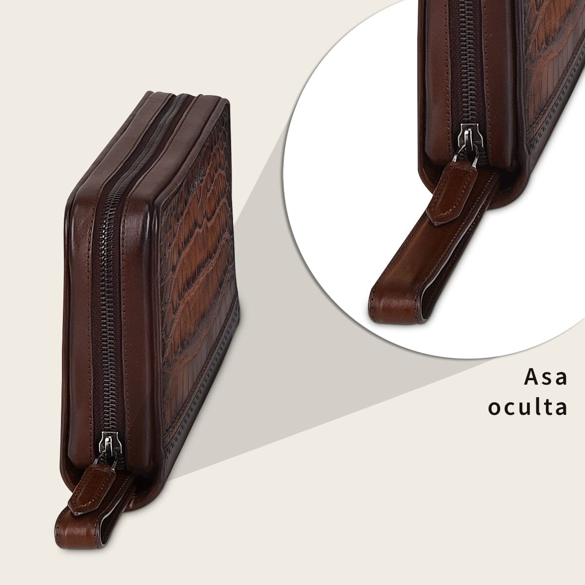 Documentera  en piel genuina de alligator para caballero