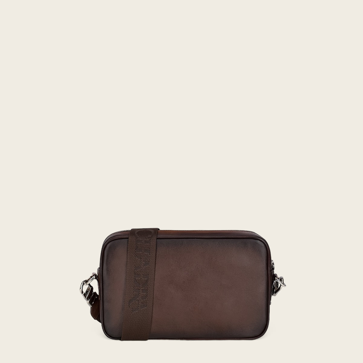 Bolso de hombro hecho a mano en piel exótica marrón