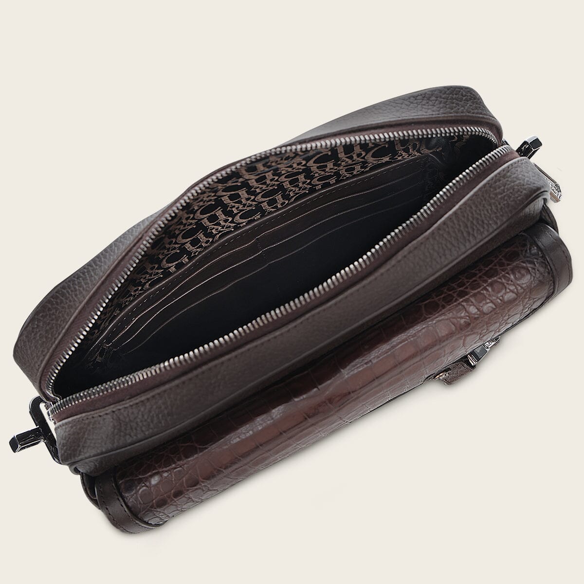 Bandolera en piel genuina de fuscus para caballero