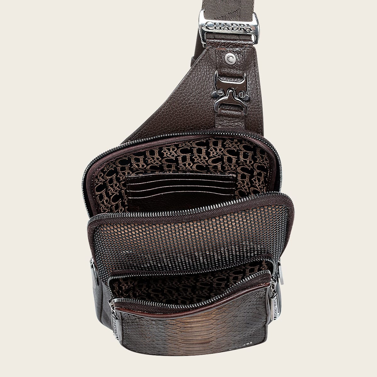 Bandolera en piel genuina de pitón para caballero