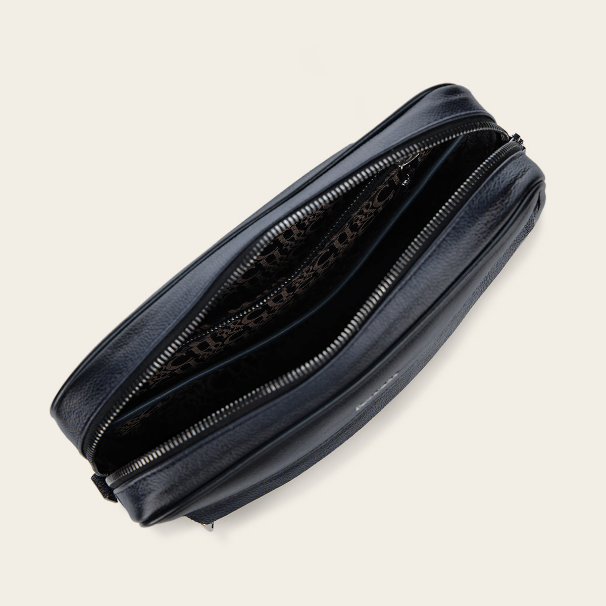 Bolso cruzado de piel de mantarraya negra para hombre