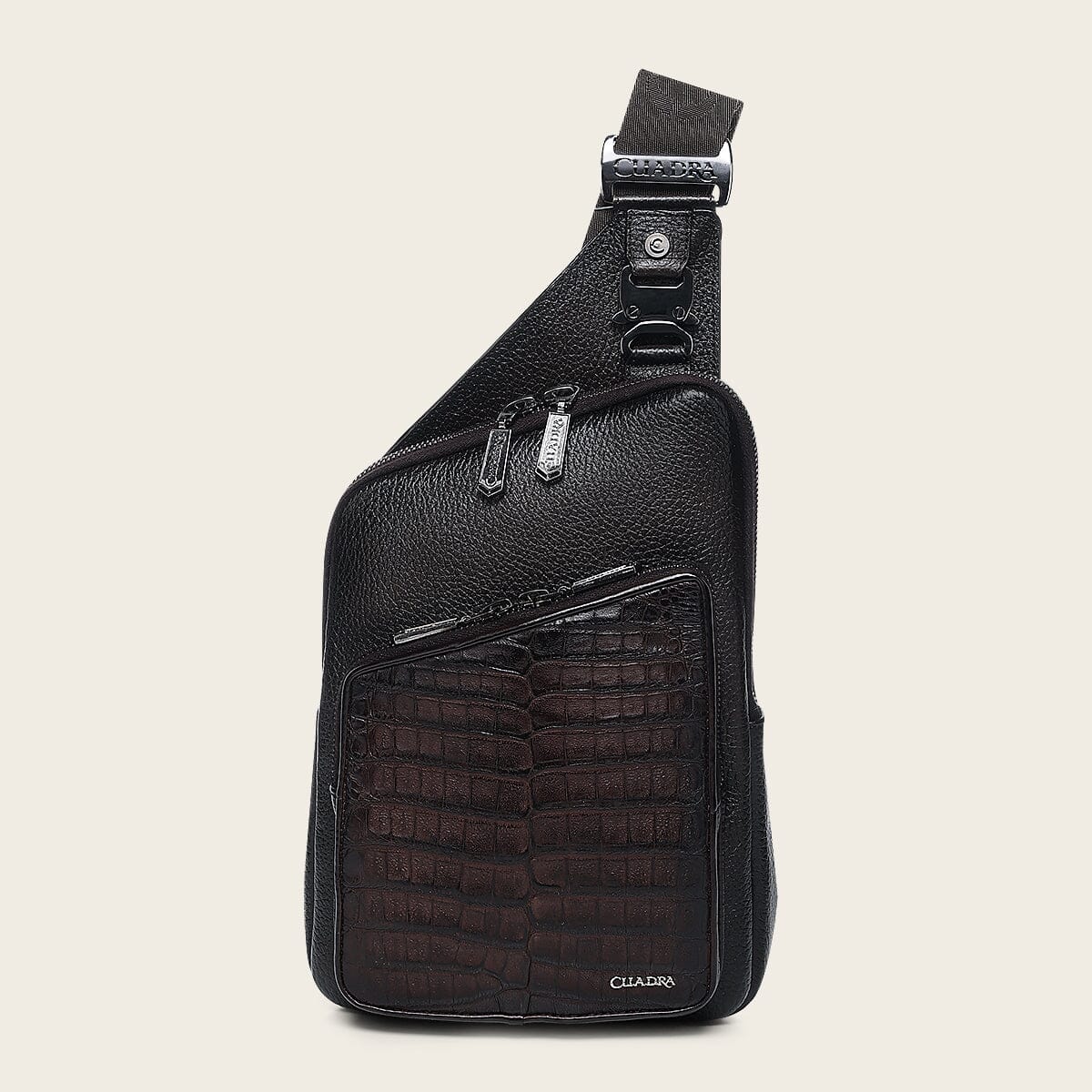 Bandolera en piel genuina de fuscus para caballero