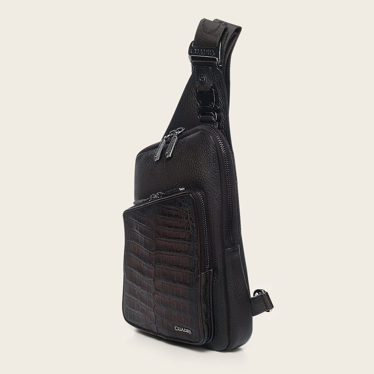 Bandolera en piel genuina de fuscus para caballero