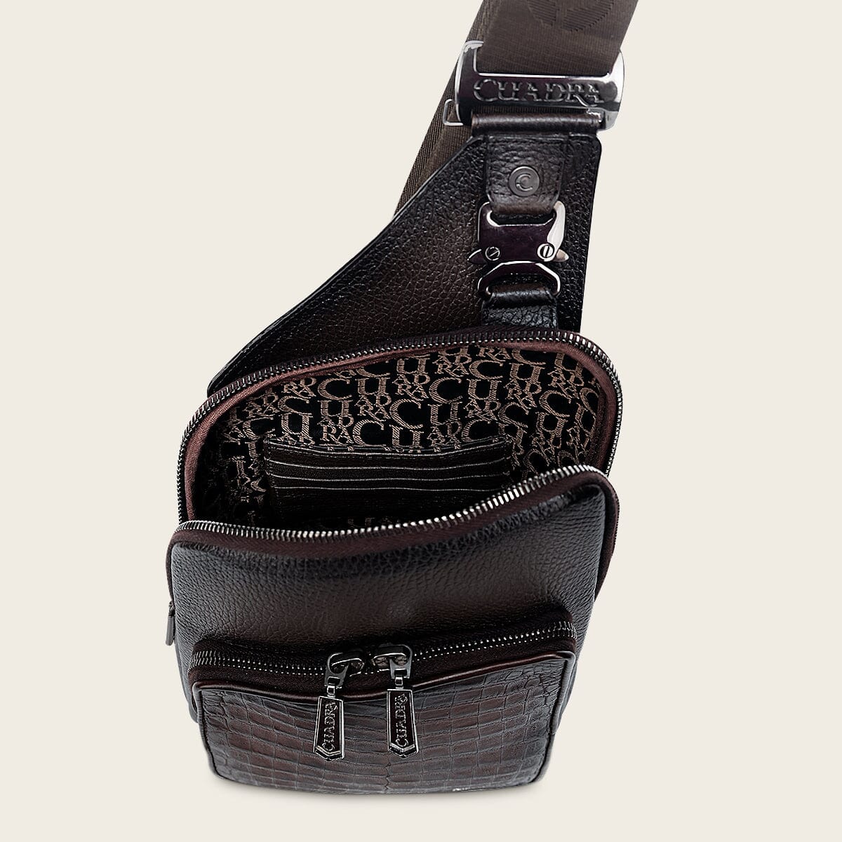 Bandolera en piel genuina de fuscus para caballero