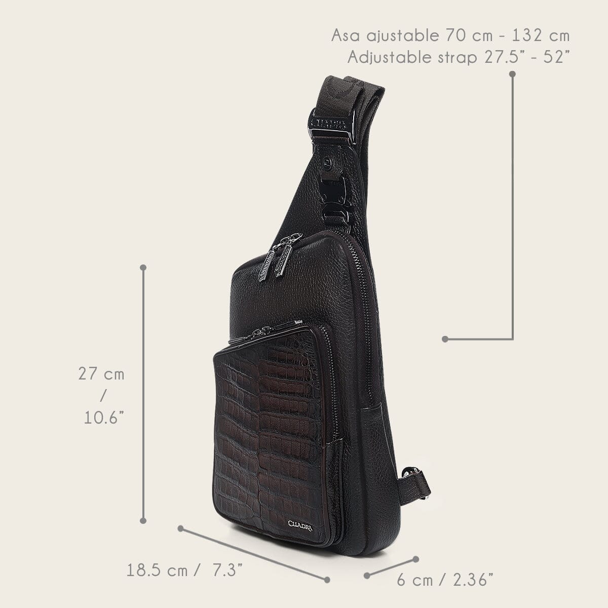 Bandolera en piel genuina de fuscus para caballero