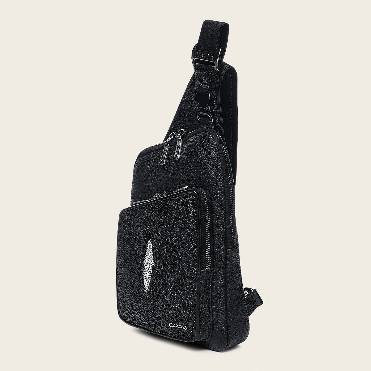 Bandolera en piel genuina de mantarraya para caballero