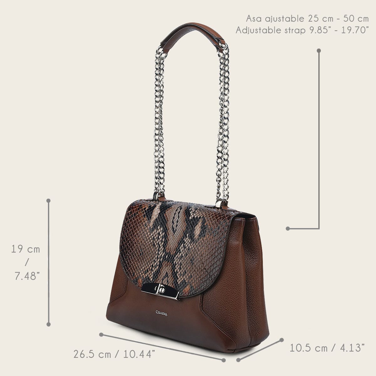 Crossbody en piel genuina de pitón para dama