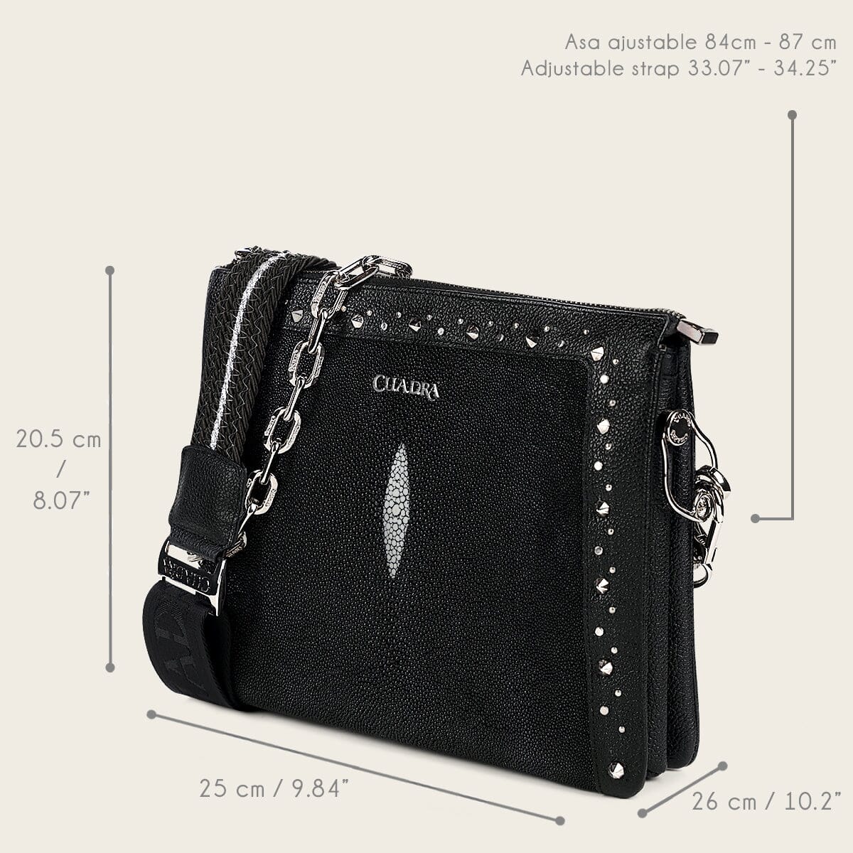 Crossbody en piel genuina de mantarraya para dama